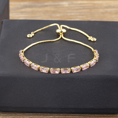 Brass Micro Pave Cubic Zirconia Slider Bracelets FS-WG49F5F-07-1