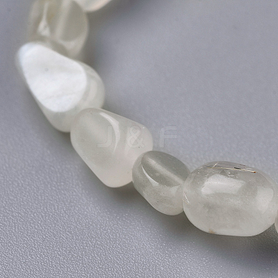 Natural White Moonstone Bead Stretch Bracelets BJEW-K213-43-1