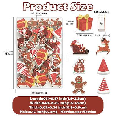 42Pcs 7 Styles Christmas Printed Schima Wood Beads WOOD-FS0002-49-1
