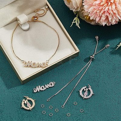 12Pcs 4 Colors Half Finished Rack Plating Brass Chain Bracelets KK-NB0002-71-1