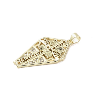 Golden Brass Micro Pave Cubic Zirconia Pendants KK-A209-04C-G-1