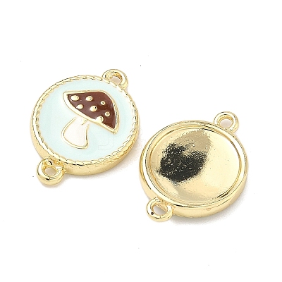 Autumn Brass Enamel Mushroom Links Connector Charms KK-K417-03C-G-1