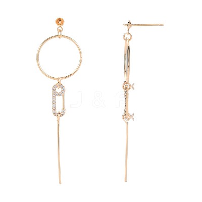 Brass Micro Pave Clear Cubic Zirconia Stud Earring Findings KK-S364-144-1