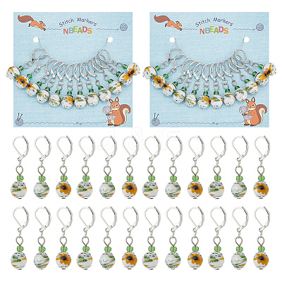 Handmade Porcelain Pendant Stitch Markers HJEW-AB00423-1