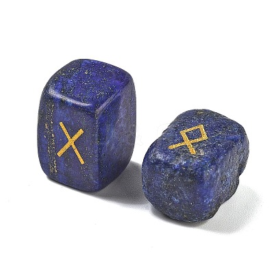 Rectangle Natural Lapis Lazuli Rune Stones G-Z059-01E-1