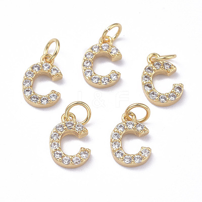 Brass Micro Pave Grade AAA Cubic Zirconia Charms ZIRC-P067-11G-C-NR-1