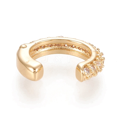 Brass Micro Pave Clear Cubic Zirconia Cuff Earrings EJEW-M195-07G-1
