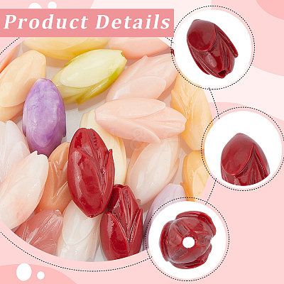 40Pcs 10 Colors Dyed Synthetic Coral & Resin Beads SHEL-SP0001-07A-1