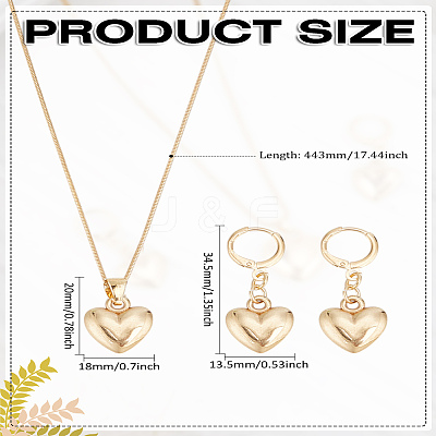 Zinc Alloy Heart Hoop Earrings & Pendant Necklaces Sets for Women SJEW-LP0001-13-1
