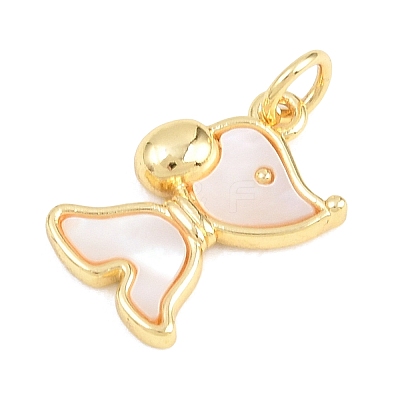 Natural Shell Dog Pendants KK-H273-03G-1