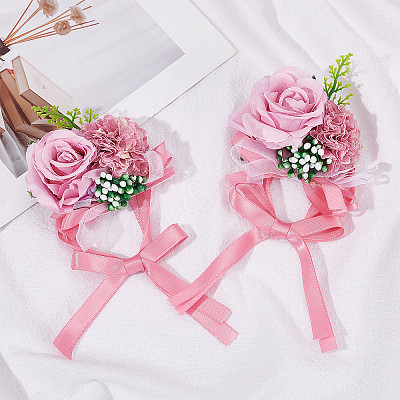 2PCS Silk Wrist Corsage AJEW-CP0001-51E-1