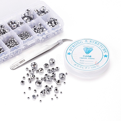 710Pcs Electroplate Transparent Glass Beads Strands DIY-YW0003-07-1