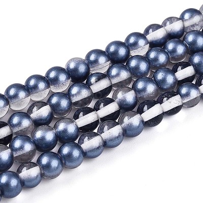 Baking Paint Transparent Glass Beads Strands DGLA-N011-6mm-08-1