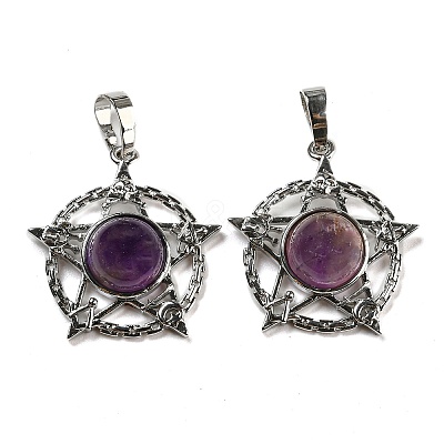 Natural Amethyst Pendants G-P517-01P-01-1