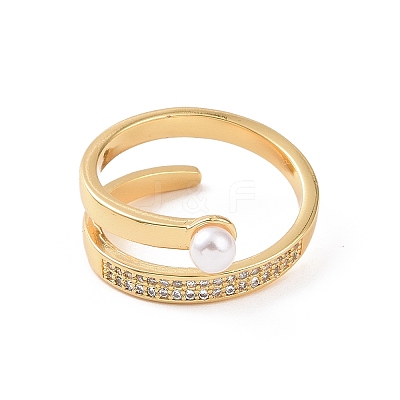 Brass Micro Pave Cubic Zirconia Open Rings RJEW-J017-VC199-1