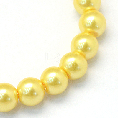 Baking Paint Pearlized Glass Pearl Round Bead Strands X-HY-Q003-6mm-67-1