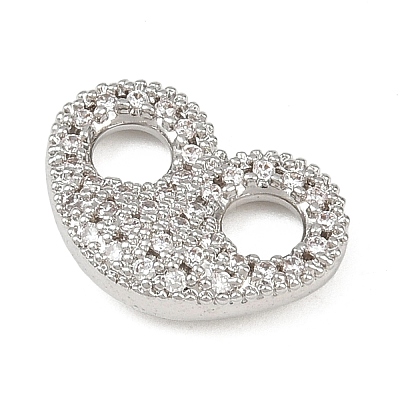 Brass Micro Pave Clear Cubic Zirconia Links Connector Charms KK-K413-06P-1
