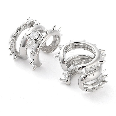 Brass Micro Pave Cubic Zirconia Cuff Earrings for Women EJEW-D086-11P-1