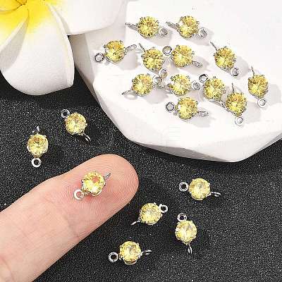 SHEGRACE Brass Pave Cubic Zirconia Flat Round Connector Charms XGRQ2O832-435C-P-1