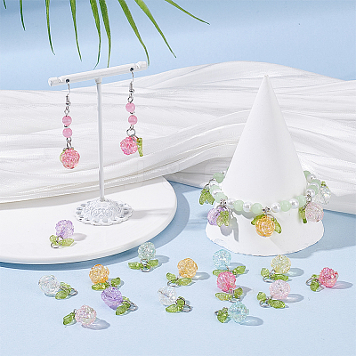 96Pcs 8 Colors Transparent Acrylic Pendants PALLOY-NB00016-1