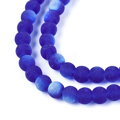 Frosted Transparent Glass Beads Strands GLAA-T032-T4mm-MBB16-1