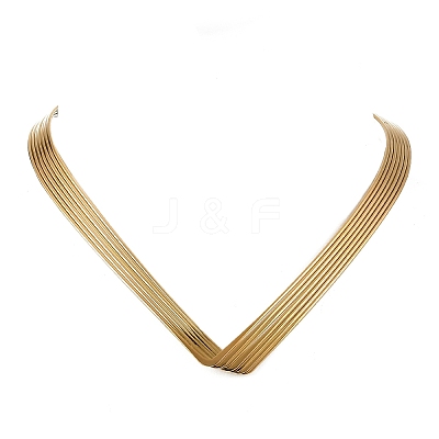 316L Surgical Stainless Steel Open V Shapd Torque Choker Necklaces for Women NJEW-F379-01G-1