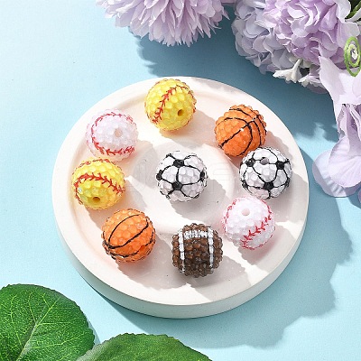 10Pcs 5 Colors Sport Theme Opaque Acrylic Resin Beads MACR-FS0002-05-1