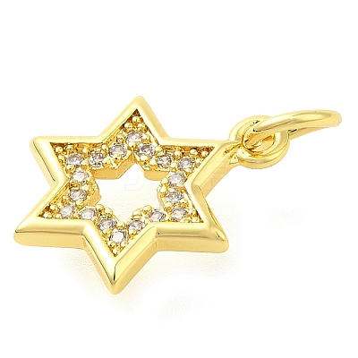 Star Rack Plating Brass Micro Pave Cubic Zirconia Pendants KK-S396-26-1