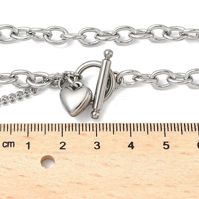 304 Stainless Steel Toggle Heart Y Necklaces for Women NJEW-M101-04P-1