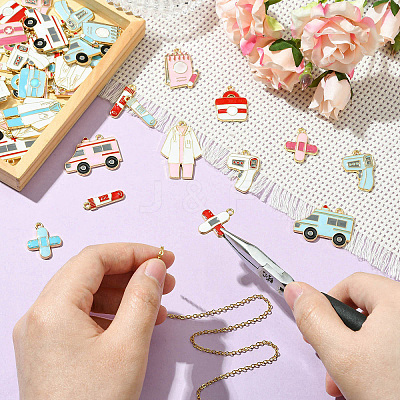 42Pcs 21 Styles Alloy Enamel Charms ENAM-CJ0006-95-1
