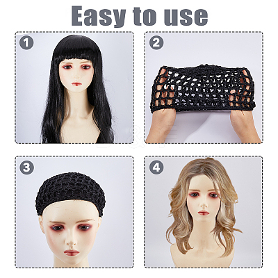 4Pcs Polyester Elastic Wig Caps DIY-DC0004-14-1