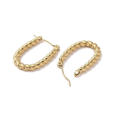 Twist Oval 201 Stainless Steel Half Hoop Earrings for Women EJEW-G385-43G-1