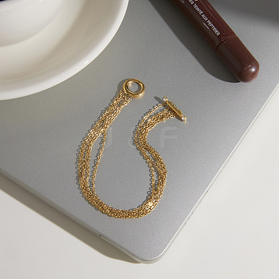 304 Stainless Steel Pave Clear Cubic Zirconia Multi-strand Cable Chain Bracelets with OT Clasps for Women WG78484-01-1