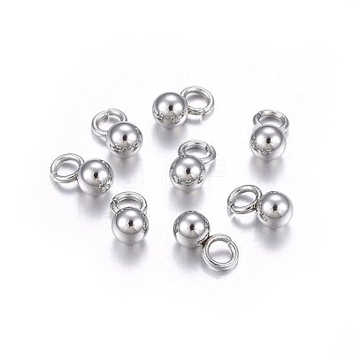 Tarnish Resistant 304 Stainless Steel Sphere Charms STAS-O107-04P-B-1