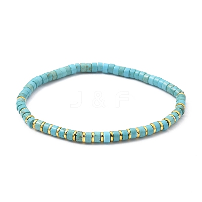 Natural Howlite Stretch Beaded Bracelets BJEW-JB05496-04-1