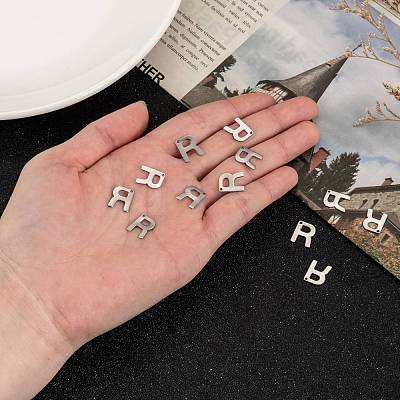 Tarnish Resistant 304 Stainless Steel Letter Charms X-STAS-O072-R-1