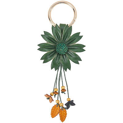 Leather and Alloy Keychain HJEW-WH20022-04B-02-1