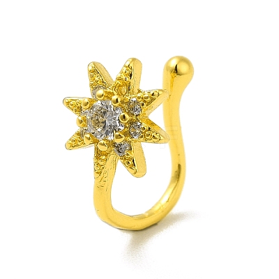 Clear Cubic Zirconia Star Clip on Nose Rings AJEW-F059-14G-1