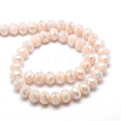 1 Strand Electroplate Opaque Solid Color Crystal Glass Rondelle Beads Strands X-EGLA-F047A-13AB-1