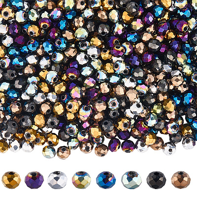 Electroplate Transparent Glass Beads Strands EGLA-LT0001-02B-1