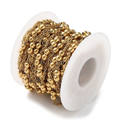 304 Stainless Steel Cable Chains with Beads CHS-F020-08G-1