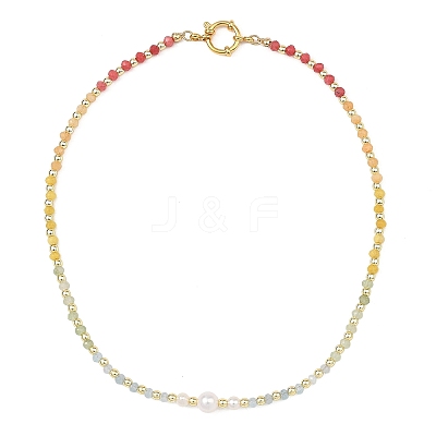 Gradient Color Gemstone & Natural Cultured Freshwater Pearl Beaded Necklaces NJEW-JN06316-03-1