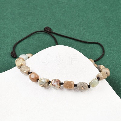 Natural Shoushan Stone Beads Braided Bead Bracelets for Men Women BJEW-D360-01D-1