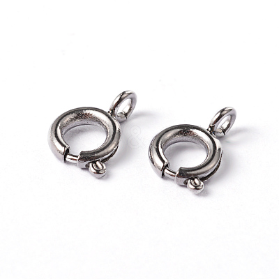 Tarnish Resistant 304 Stainless Steel Spring Ring Necklace End Clasps STAS-G170-01P-1