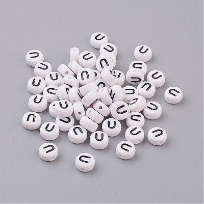 Acrylic Horizontal Hole Letter Beads X-PL37C9070-U-1