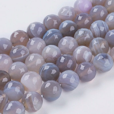 Natural Striped Agate/Banded Agate Beads Strands X-G-G581-10mm-09-1