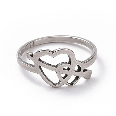 Non-Tarnish 201 Stainless Steel Arrow of Cupid Finger Ring RJEW-J051-19P-1