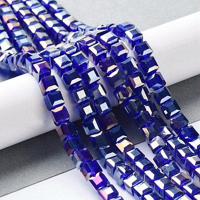Electroplate Glass Beads Strands EGLA-R030-6x6mm-10-1