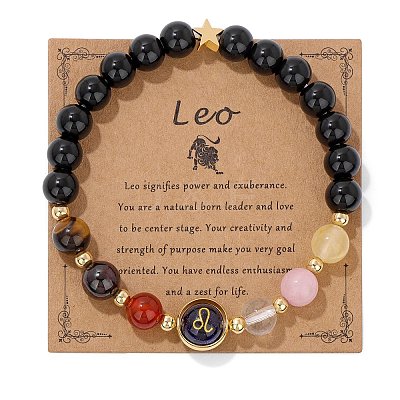 Natural Mixed Gemstone Round Beads Stretch Bracelet PW-WGCDE6C-06-1