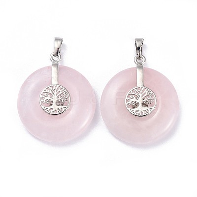 Natural Rose Quartz Pendants G-F640-E07-1